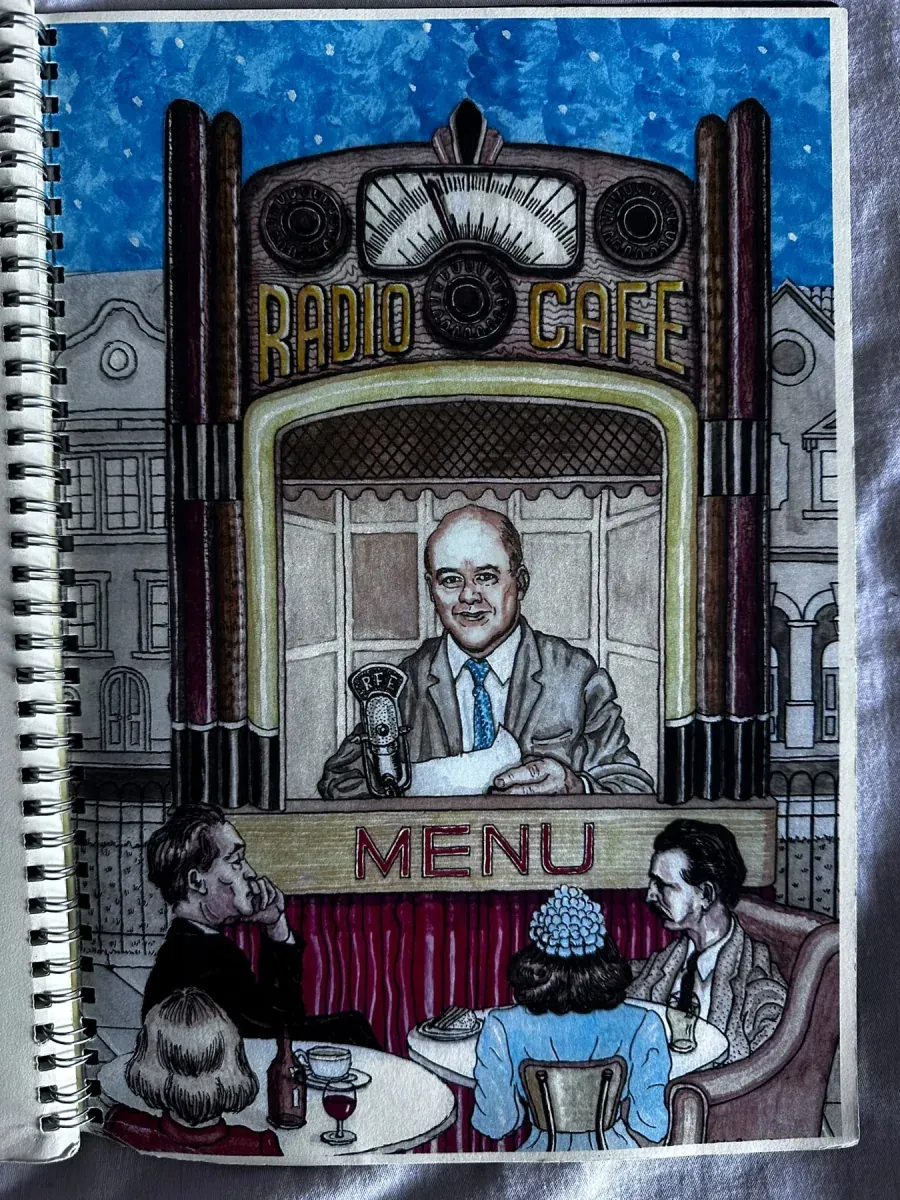 Archiwalna ilustracja okładki menu Radio Café